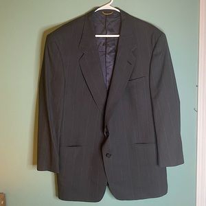 Hart Schaffner Marx Gold Trumpeter Pure Virgin Wool Dark Blue Stripe Suit Large